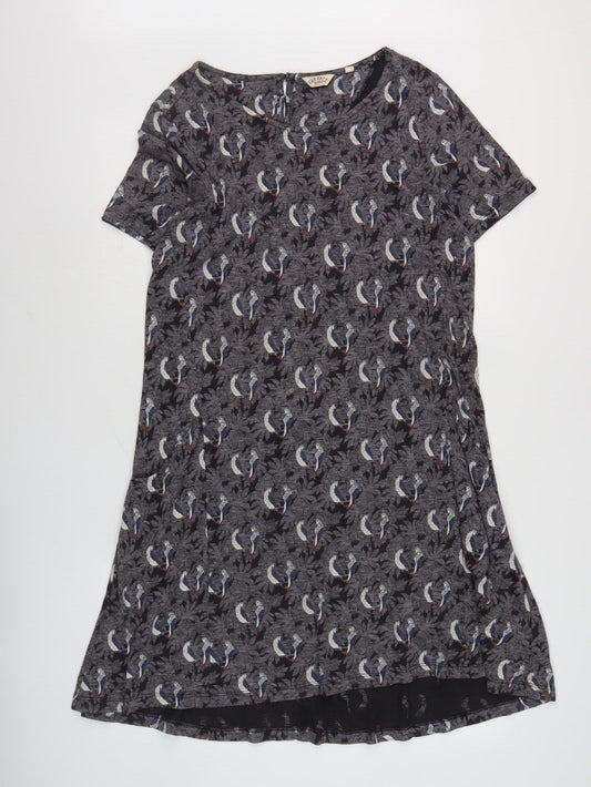 Fat Face Women's Grey Animal Print Shift Dress Size 12