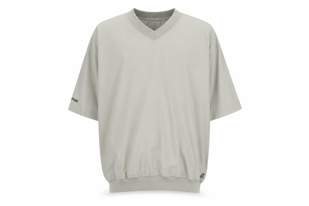 PING Men's Beige Short Sleeve V-Neck Shirt L