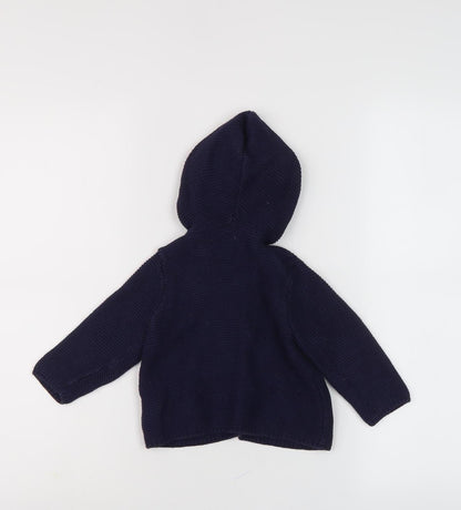 GAP Unisex Baby Blue Hooded Cardigan 9-12 Months Knit