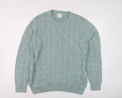 Howick Men's Blue XL Cable-Knit Pullover Jumper
