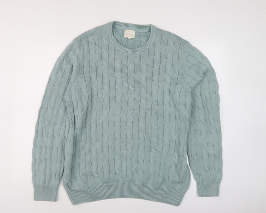 Howick Men's Blue XL Cable-Knit Pullover Jumper