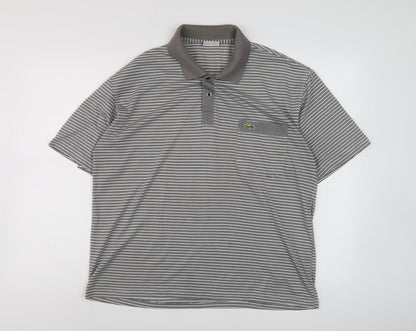 Lacoste Men's Grey Striped Polo Shirt Size 7