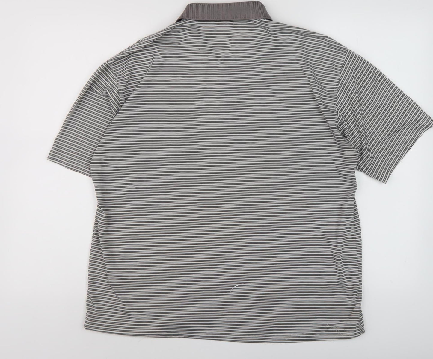 Lacoste Men's Grey Striped Polo Shirt Size 7