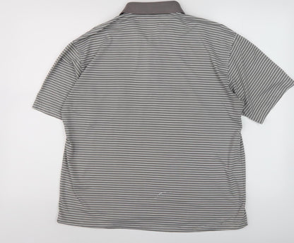 Lacoste Men's Grey Striped Polo Shirt Size 7