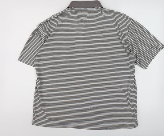 Lacoste Men's Grey Striped Polo Shirt Size 7