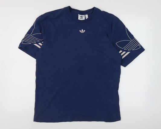 Adidas Men's Blue Graphic Print T-Shirt, Size M