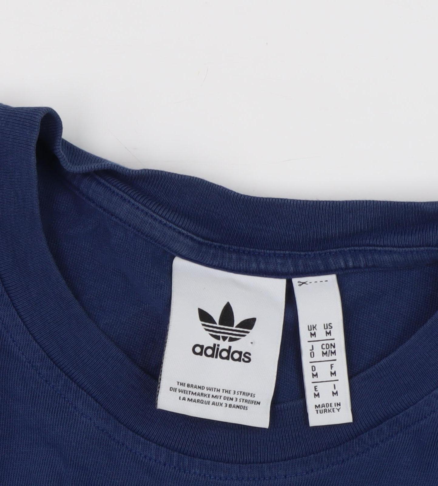 Adidas Men's Blue Graphic Print T-Shirt, Size M