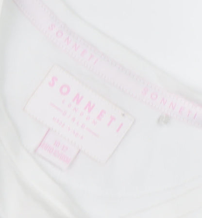 Sonneti Teens White Cropped Tank for Summer Casual Wear