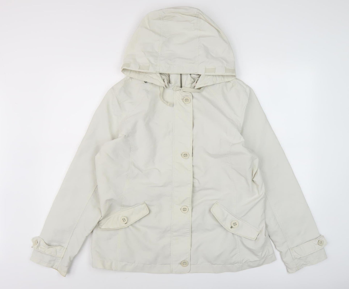 Womens UK Size M Lands' End Beige Rain Coat
