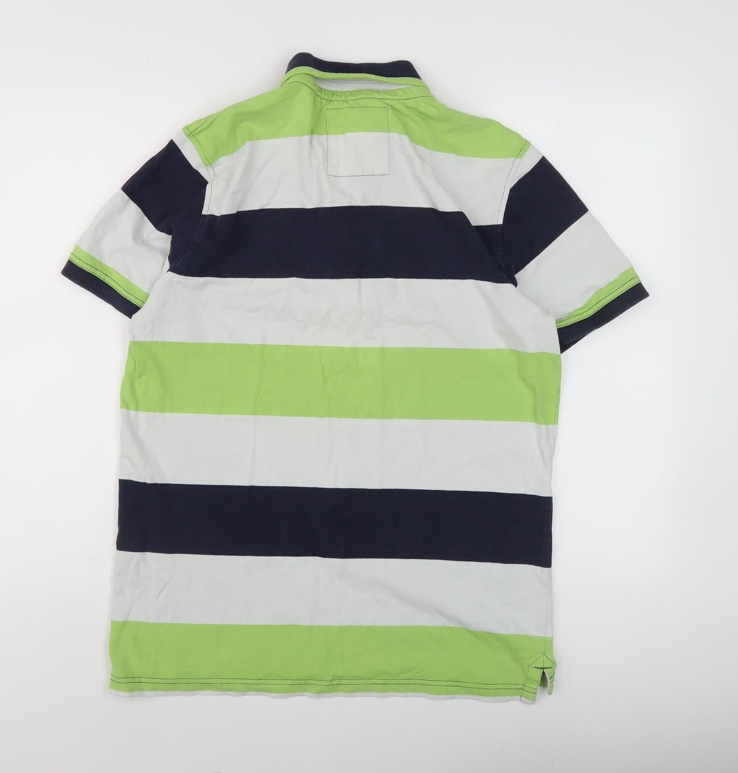 Crew Clothing Co. Men's Green Striped Polo Shirt M