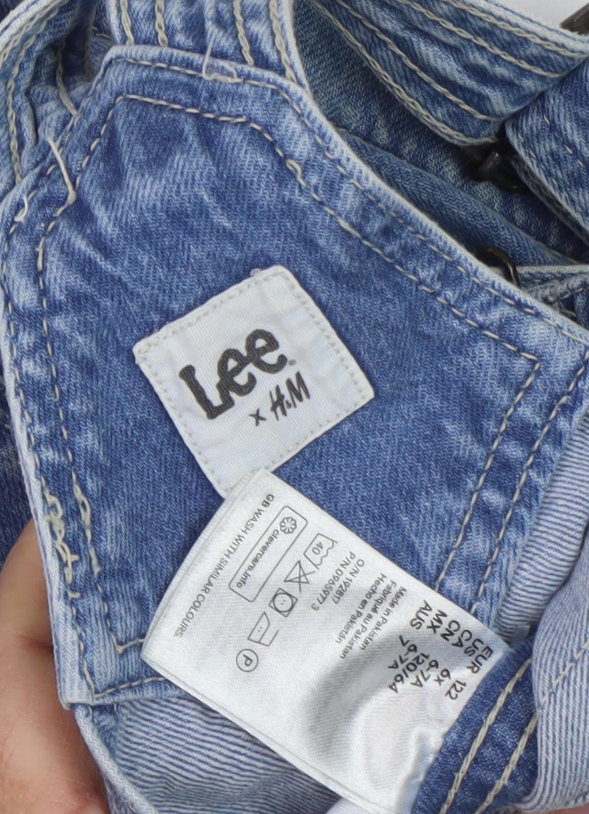 Lee x H&M Girls Blue Denim Pinafore Dress XS Casual Wear
