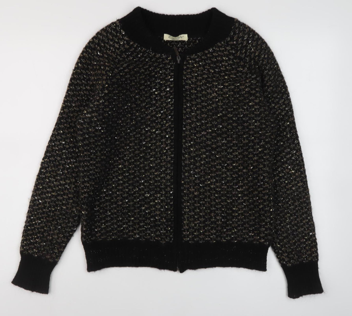 Womens UK Size 10 Cocogio Black Full Zip Jumper
