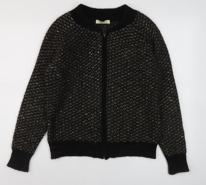 Womens UK Size 10 Cocogio Black Full Zip Jumper