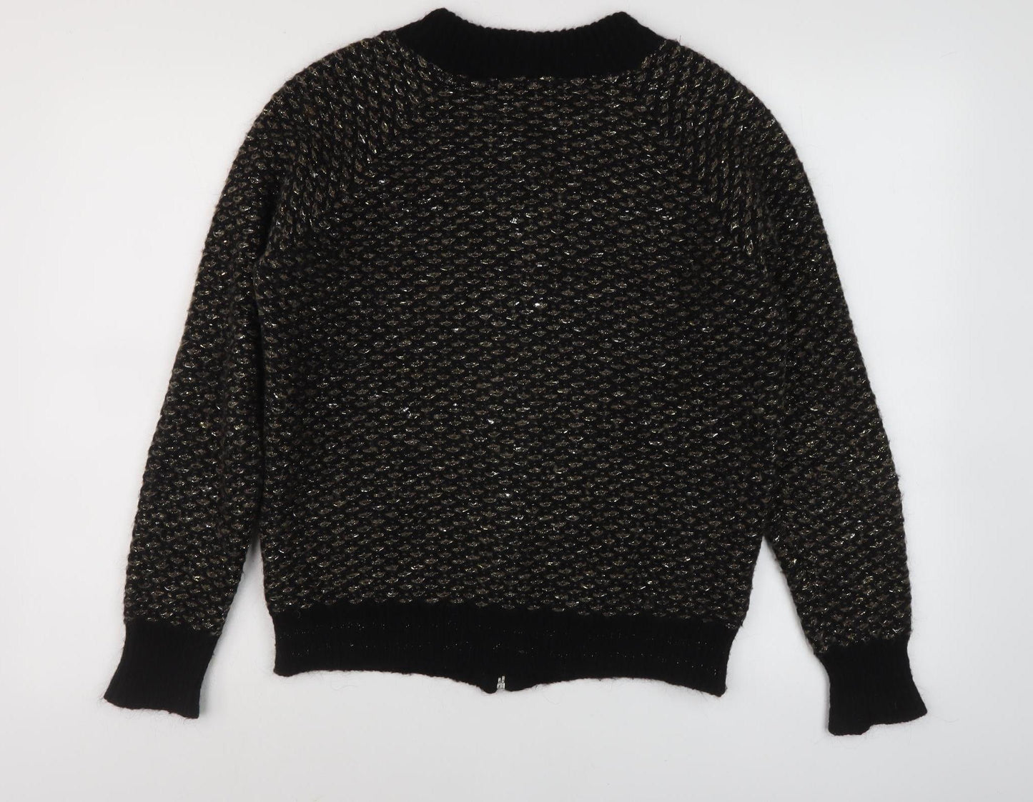 Womens UK Size 10 Cocogio Black Full Zip Jumper