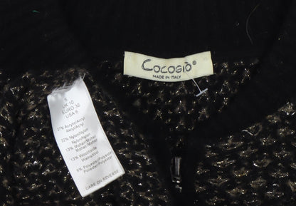 Womens UK Size 10 Cocogio Black Full Zip Jumper
