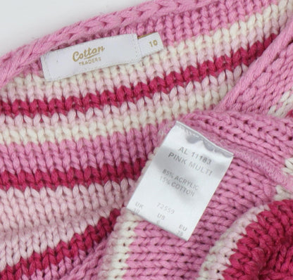 Cotton Traders Women's Multicoloured Stripe Jumper, Size 10