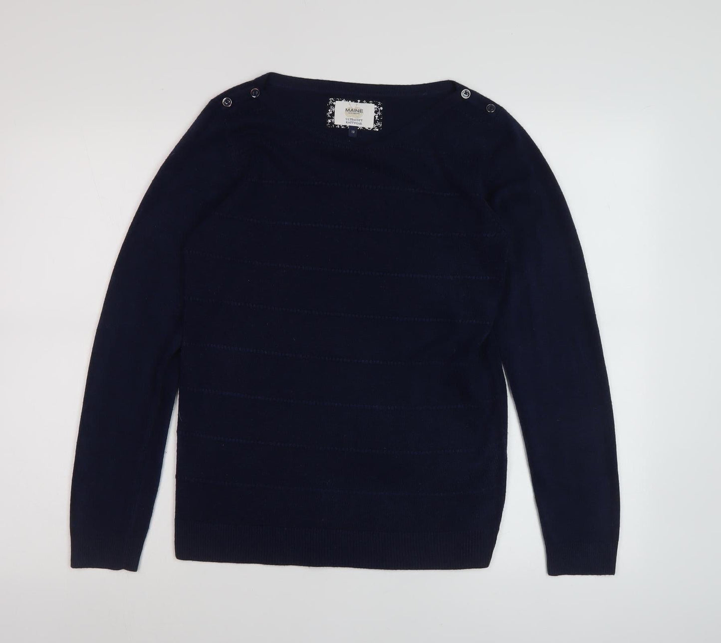 Womens UK Size 10 Maine New England Black Pullover Jumper