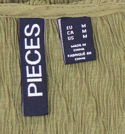 Womens UK Size M Pieces Green Tunic Blouse