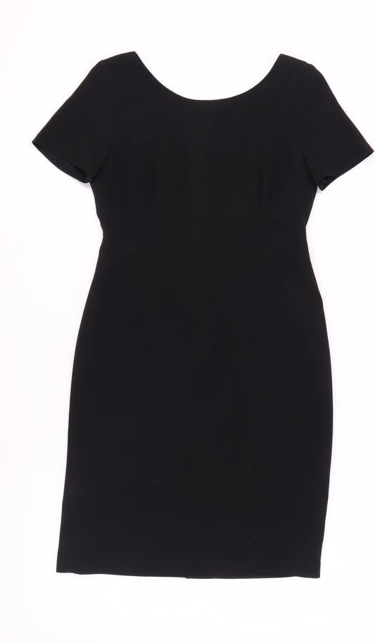 Next Women's Black Sheath Dress, Size 10, Short Sleeve, Button