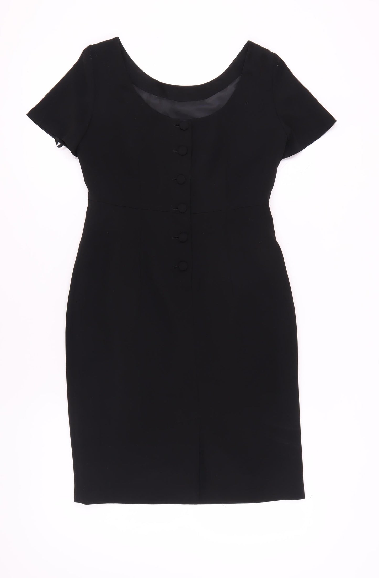 Next Women's Black Sheath Dress, Size 10, Short Sleeve, Button