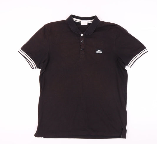 Lonsdale Men's Black Polo Shirt M