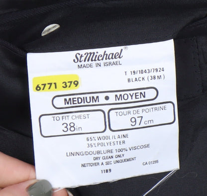 Mens UK Size 38 St Michael Regular Black Suit Jacket