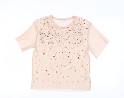 Womens UK Size 8 Zara Beige  T-Shirt