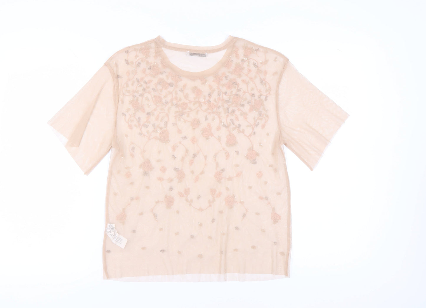 Womens UK Size 8 Zara Beige  T-Shirt