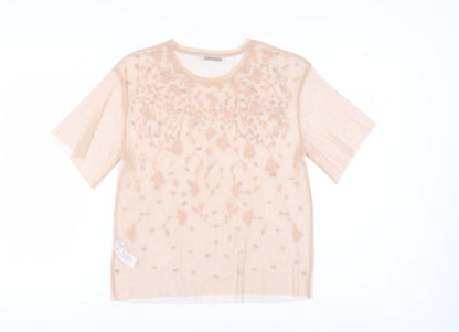 Womens UK Size 8 Zara Beige  T-Shirt