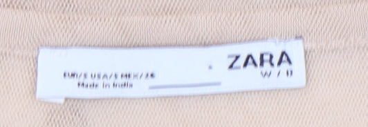 Womens UK Size 8 Zara Beige  T-Shirt
