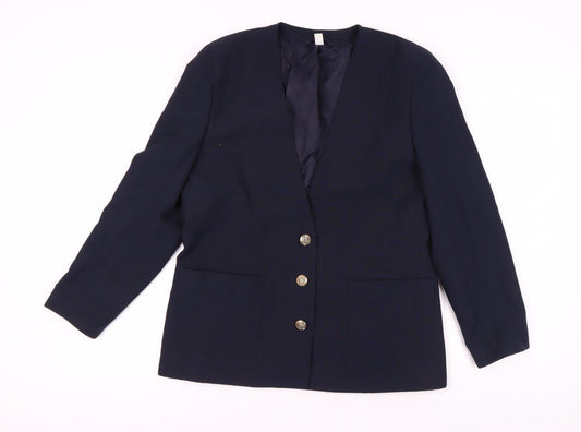 C&A Women's Blue Suit Jacket Size 14 - Elegant Blazer