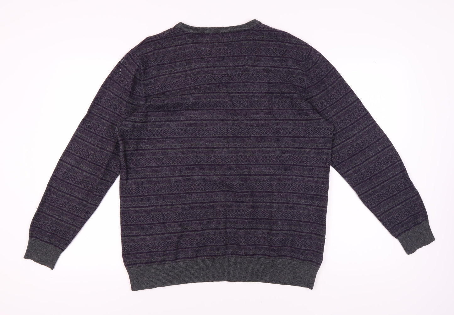 Jeff Banks Men's Purple Geometric Knit Jumper 2XL