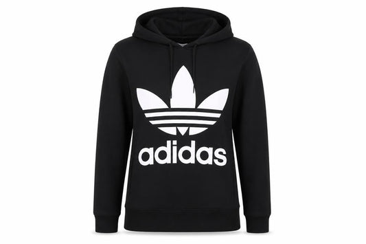 Front view of Adidas Women's Black Logo Pullover Hoodie, size 8