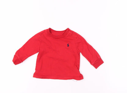 Ralph Lauren Unisex Baby Red Long Sleeve T-Shirt 6 Months