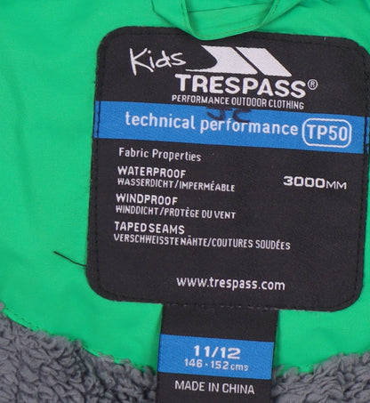 Trespass Boys Green Puffer Jacket 11-12 Years Waterproof