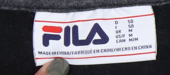 Mens UK Size M FILA Black Pullover Hoodie