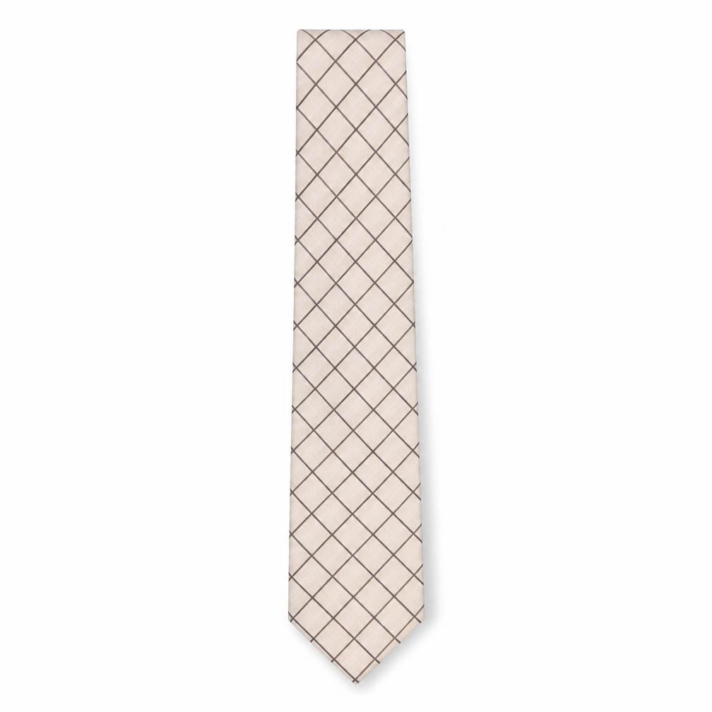 Mens Pierre Cardin Beige Plaids & Checks 100% Silk  Tie