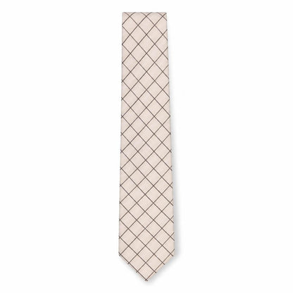Mens Pierre Cardin Beige Plaids & Checks 100% Silk  Tie
