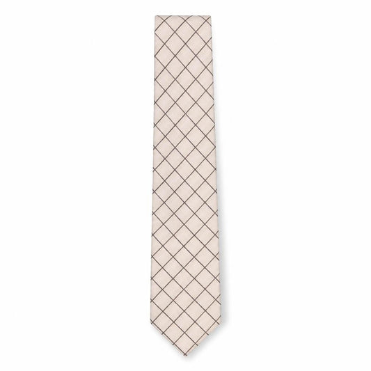 Mens Pierre Cardin Beige Plaids & Checks 100% Silk  Tie