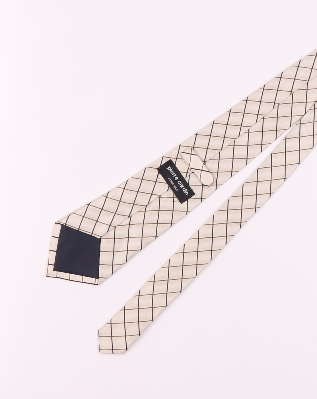 Pierre Cardin Men's Beige Check Silk Tie