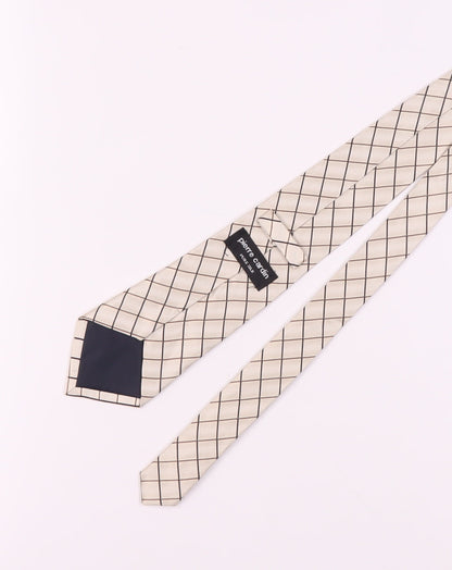 Pierre Cardin Men's Beige Check Silk Tie