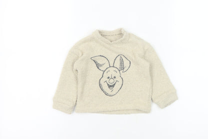 Disney Baby Beige Winnie the Pooh Unisex Pullover Jumper 6-9 Months