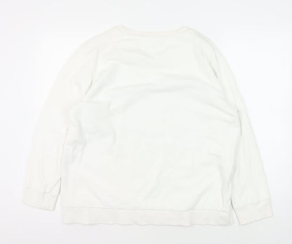 DKNY JEANS Unisex White Sweatshirt L Graphic Print