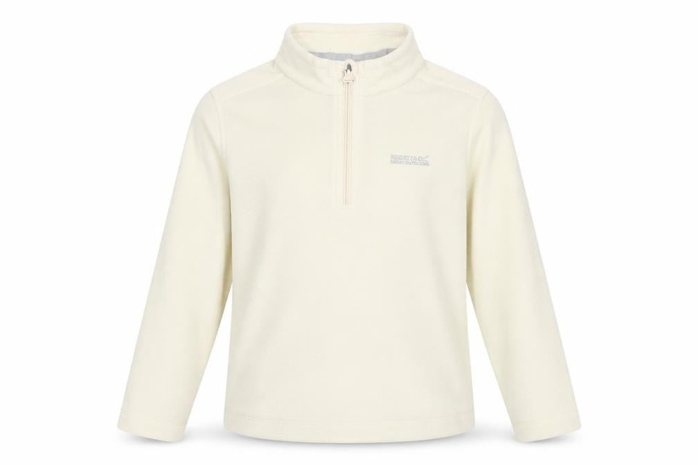 Front view of Regatta girls’ ivory fleece sweatshirt, size 4 plus, half zip
