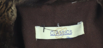 Classics Women's Brown Fur Trim Overcoat Size 14