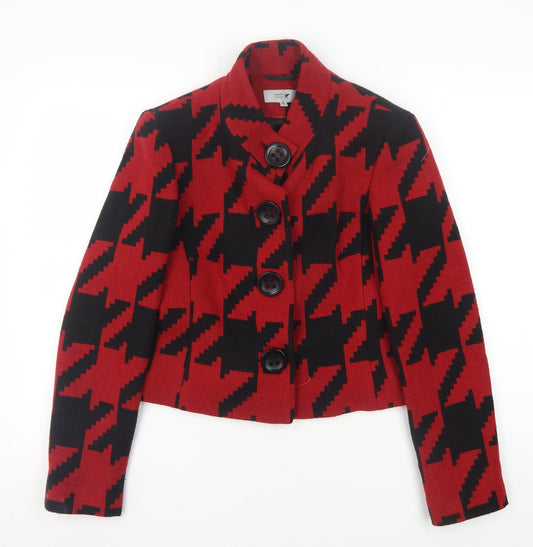 Marks & Spencer Women's Red Houndstooth Jacket, Size 10