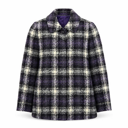 Marks & Spencer Women's Purple Check Classic Coat Size 8