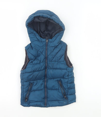 Zara Boys Blue Puffer Jacket 4 Years Hooded Sleeveless