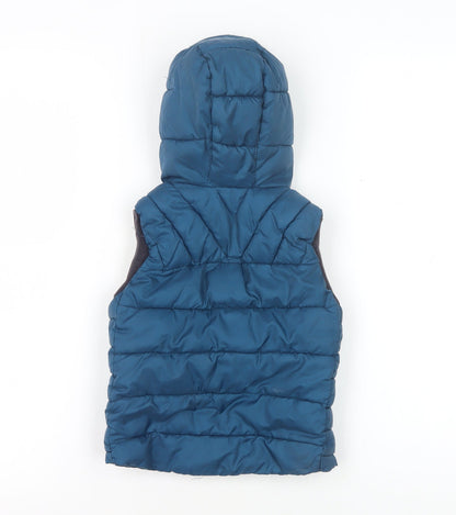 Zara Boys Blue Puffer Jacket 4 Years Hooded Sleeveless