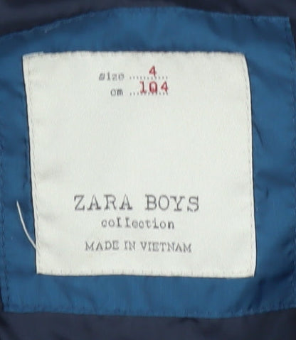 Zara Boys Blue Puffer Jacket 4 Years Hooded Sleeveless